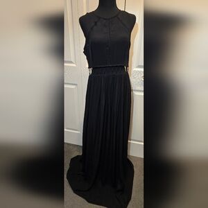 Stylestalker Women L Glori Maxi Dress  Black Sleeveless Cutout Waist Criss Cross